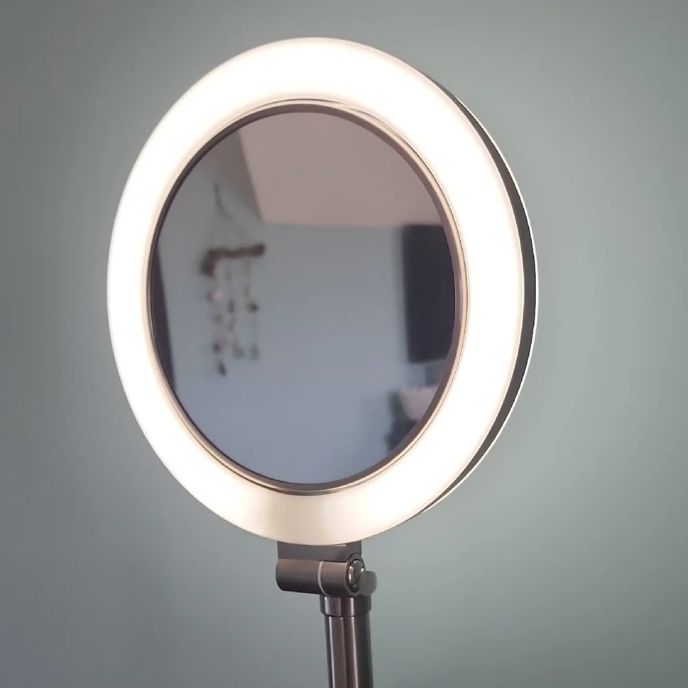 Brushed Nickel LED Vanity Mirror with White Light Ring